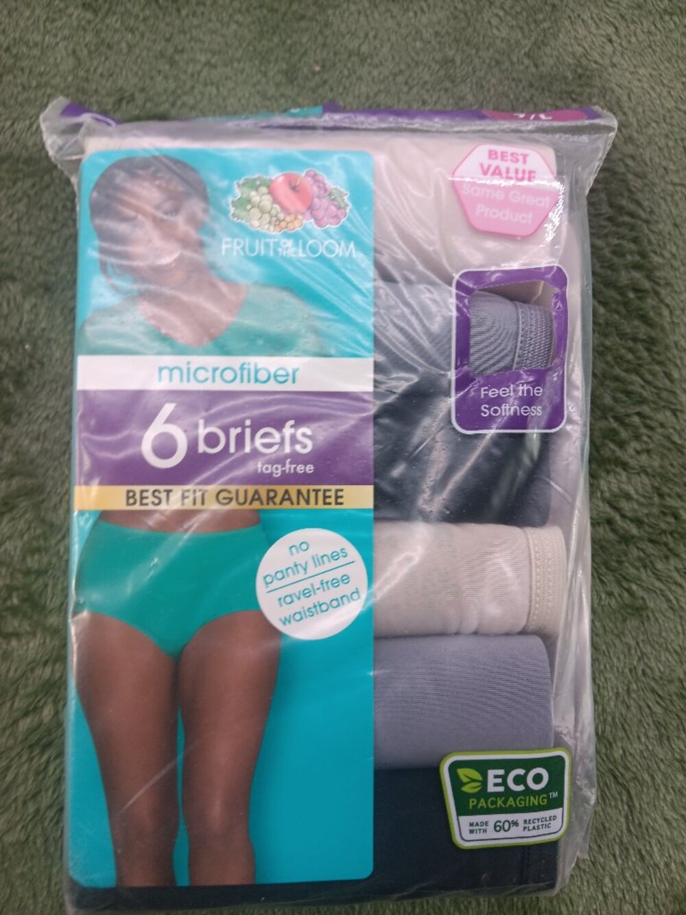 Fruit of The Loom Tagless Briefs Women's 7/L Package of 6